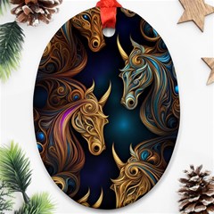 Schwarz Pferde Muster Oval Ornament (two Sides) by 2607694c