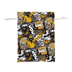 Boom Bang Art Crazy Drawing Graffiti Hello Retro Sayings Yellow Lightweight Drawstring Pouch (l) by Bedest