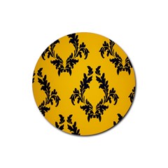 Yellow Regal Filagree Pattern Rubber Coaster (round) by Azkajaya