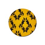 Yellow Regal Filagree Pattern Rubber Coaster (Round) Front