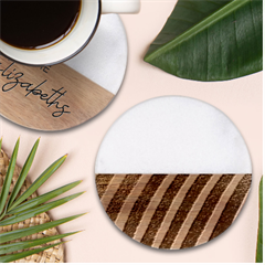 Zebra Zebra Pattern Zebra Fur Zebra Print Strip Classic Marble Wood Coaster (round)  by Azkajaya