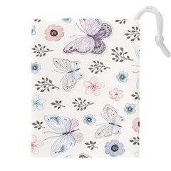 Butterflies Cute Flower Pastel Pattern Drawstring Pouch (5xl) by Loisa77