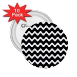 Wave-black White 2.25  Buttons (10 pack)  Front