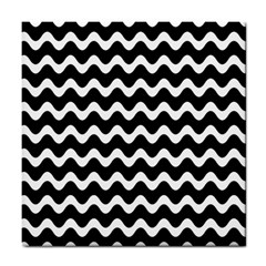 Wave-black White Tile Coaster by kyorashop23