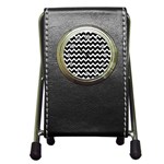 Wave-black White Pen Holder Desk Clock Front