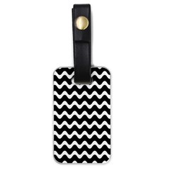 Wave-black White Luggage Tag (one Side) by kyorashop23