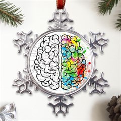Brain Mind Psychology Idea Drawing Metal Large Snowflake Ornament by Loisa77