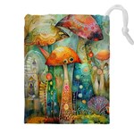 Whimsical Mushrooms Colorful Patterns Drawstring Pouch (4XL) Front
