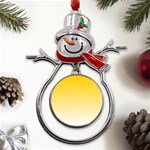 Gradient  green, yellow Metal Snowman Ornament Front