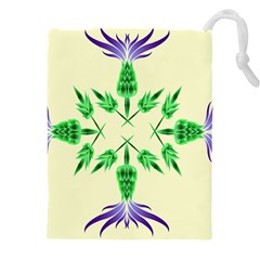 Thistle Flower Purple Thorny Flora Drawstring Pouch (4xl) by Bajindul