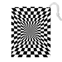 Optical-illusion-chessboard-tunnel Drawstring Pouch (5xl) by Bedest