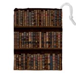 Old Bookshelf Orderly Antique Books Drawstring Pouch (4XL) Front
