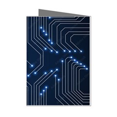 Seamless Pattern Of Glowing Circuit Board Neon Technology Mini Greeting Cards (pkg Of 8) by Loisa77