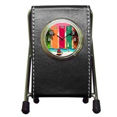 Digital Graphic Clip Art Beach Pen Holder Desk Clock by Proyonanggan