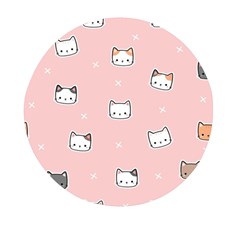 Cute Cat Cartoon Doodle Seamless Pink Pattern Mini Round Pill Box by Grandong