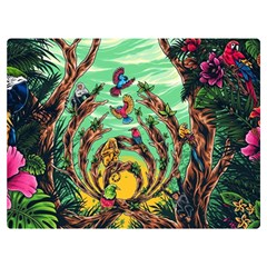 Monkey Tiger Bird Parrot Forest Jungle Style Two Sides Premium Plush Fleece Blanket (baby Size) by Grandong