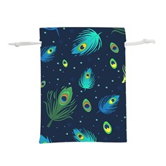Texture Pattern Green Feather Yellow Peacock Lightweight Drawstring Pouch (s) by Loisa77