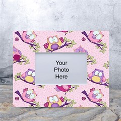 Owls Bird Animal Pattern White Tabletop Photo Frame 4 x6  by Loisa77