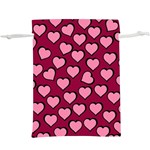 Pattern Pink Abstract Heart Lightweight Drawstring Pouch (XL) Back