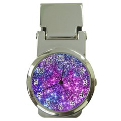 Purple Violet Glitter Galaxy Nebula Space Pattern Money Clip Watches by Perong