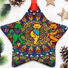Dead Dancing Bears Grateful Dead Pattern Star Ornament (two Sides) by Grandong