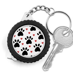 Dog Paw Vector Seamless Pattern With Hearts Measuring Tape by Perong