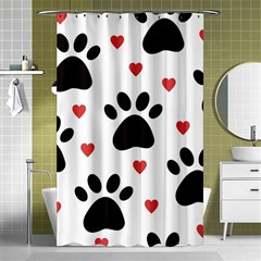 Dog Paw Vector Seamless Pattern With Hearts Shower Curtain 48  X 72  (small)  by Perong
