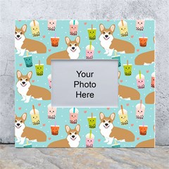 Corgi Boba Tea Bubble Tea Kawaii Food Welsh Corgis Dog Pattern White Wall Photo Frame 5  X 7  by Perong