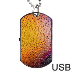 Rain Water Raindrops Droplets Dog Tag Usb Flash (two Sides) by Salmanaz77