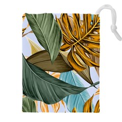 Monstera Palm Leaves Plants Drawstring Pouch (4xl) by Paksenen