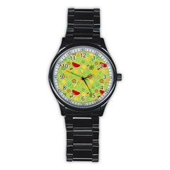 Art Fruits Pattern Stainless Steel Round Watch by Maspions