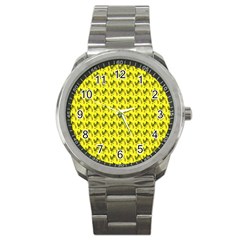 Fern Pattern 2 Yellow Sport Metal Watch by snowwhitegirl