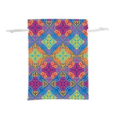 Colorful Flora Flora Kazakh Pattern Lightweight Drawstring Pouch (l) by Cemarart
