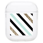 Pattern, Black, Blue, Gold, Lines, Stripes Soft TPU AirPods 1/2 Case Front