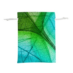 3d Leaves Texture Sheet Blue Green Lightweight Drawstring Pouch (l) by Cemarart
