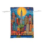 City New York Nyc Skyscraper Skyline Downtown Night Business Urban Travel Landmark Building Architec Lightweight Drawstring Pouch (M) Front