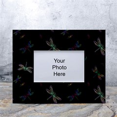 Background Pattern Dragonfly White Tabletop Photo Frame 4 x6  by Posterlux
