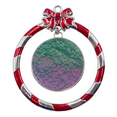 Colorful Duotone Abstract Print Metal Red Ribbon Round Ornament by dflcprintsclothing
