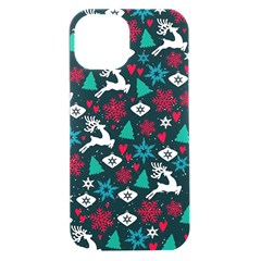 Holiday Season Pattern December Happy Holidays Merry Christmas Winter Family Festive New Year Iphone 15 Plus Black Uv Print Pc Hardshell Case by Maspions
