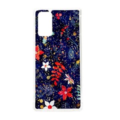 Festive Floral Pattern Christmas Blue Floral Flower Foliage Leaves Pattern Red Snow Winter Samsung Galaxy Note 20 Tpu Uv Case by Maspions