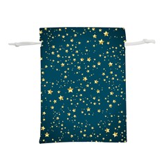 Star Golden Pattern Christmas Design White Gold Lightweight Drawstring Pouch (l) by Apen