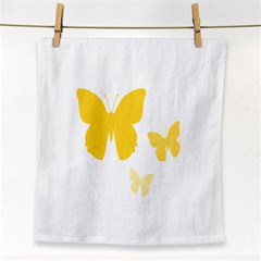 Yellow Butterfly Animals Fly Face Towel by anzea