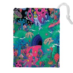 Planet Psychedelic Art Psicodelia Drawstring Pouch (4xl) by Bedest