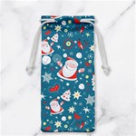 Christmas Pattern, Pattern, Christmas, Santa, Blue Jewelry Bag Back