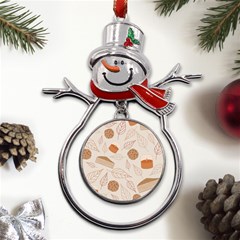 Leaves Cake Cookies Pattern Metal Snowman Ornament by Bedest