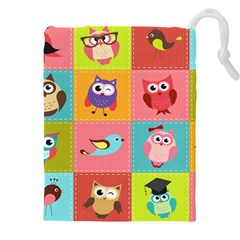 Owls Pattern, Abstract, Art, Desenho Drawstring Pouch (5xl) by kyorashop23