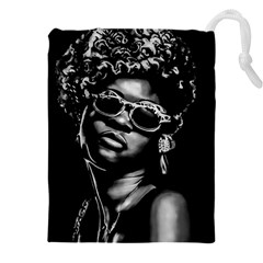 Afro Beauty Woman Portrait (ai+human) Drawstring Pouch (4xl) by dflcprintsclothing