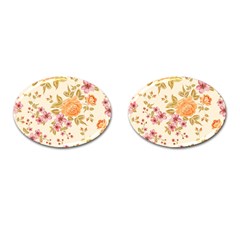 Peony Flower Pattern Background Cufflinks (oval) by Grandong