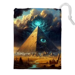 Mystic Blue Pyramid Art Drawstring Pouch (4xl) by ExtraAwesomeSauce