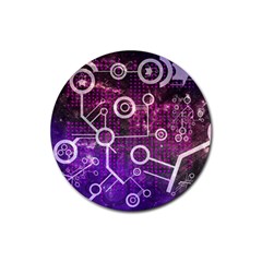Cosmic Network Geometric Art Rubber Round Coaster (4 Pack) by ExtraAwesomeSauce